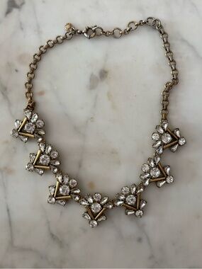 J. Crew Gold-Tone Crystal Cluster Bib Necklace